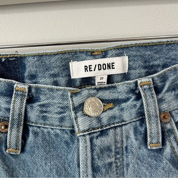 RE/DONE Light Blue Denim Distressed Wide Leg Cropped Jeans Women’s Size 27” - Picture 2 of 4